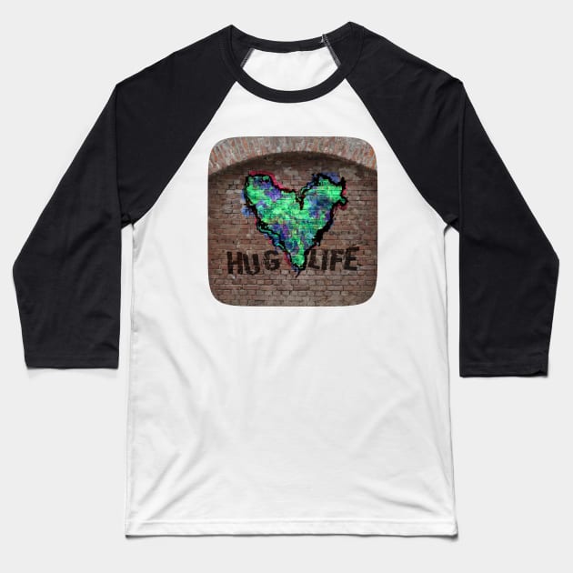 Hug Life - Green Graffiti Baseball T-Shirt by Leroy Binks